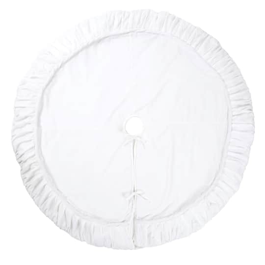 Vickerman 84" White Plush & Velvet Christmas Tree Skirt